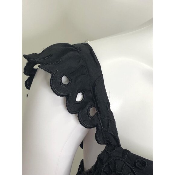 Y2K MOSCHINO CHEAP And CHIC. Black Babydoll Empire Waist. Draped Floral Eyelet M - Picture 4 of 10